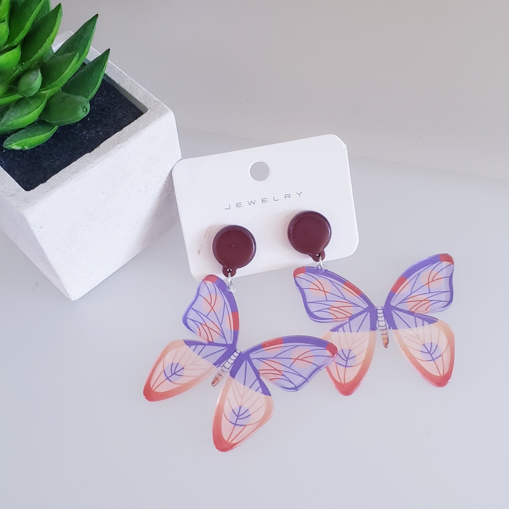 New In Package Dangle Butterfly Earrings - Multi O/S
